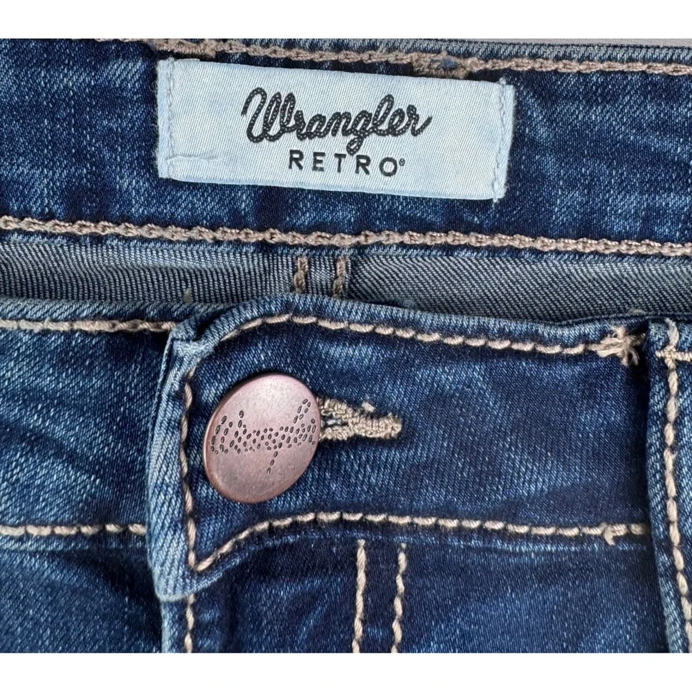 Wrangler Retro Mae Jeans sz 28 Blue Mid Rise Boot Cut‎ rodeo western